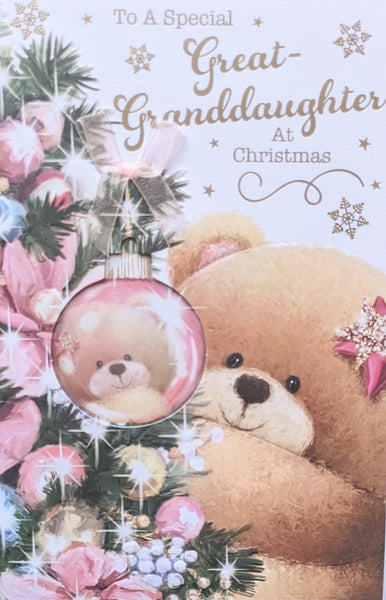 Great Granddaughter Christmas - Cute Pink Bauble