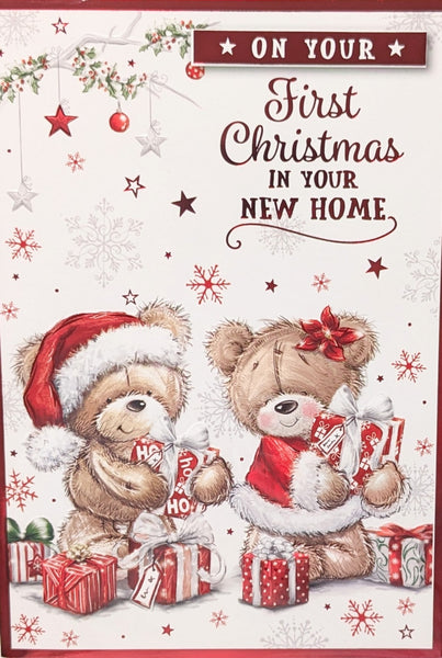 New Home At Christmas - Cute Bears With Gifts