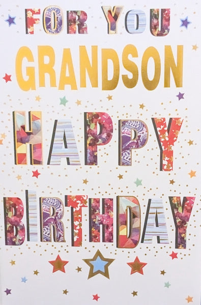 Grandson Birthday - Multi Coloured Stars
