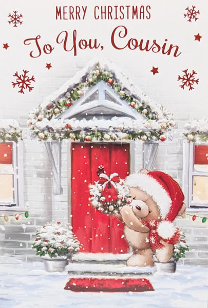 Cousin Christmas - Cute Bear With Red Door