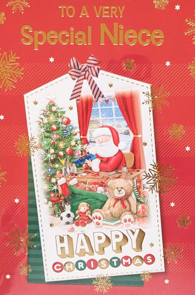 Niece Christmas - Santa Gift Tag Happy