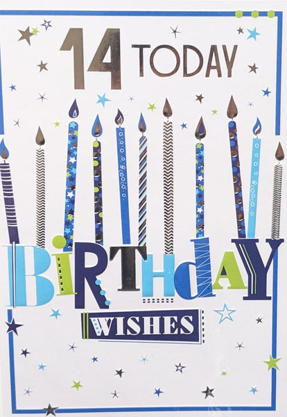 14 Boy Birthday - Blue & Silver Candles