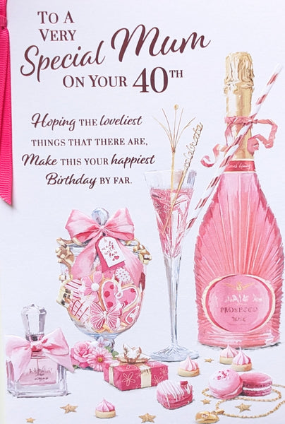 Mum 40 Birthday - Pink Bottle & Gifts