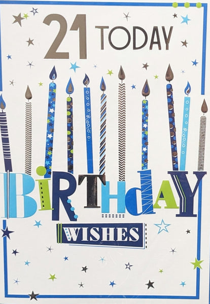 21 Birthday Male - Blue & Silver Candles