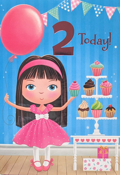 2 Girl Birthday - Girl With Pink Balloon