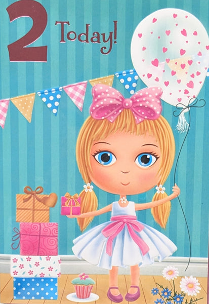 2 Girl Birthday - Girl With White Balloon
