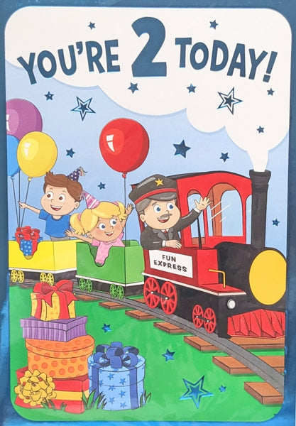 2 Boy Birthday - Train & Balloons
