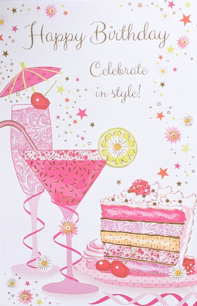 Open Female Birthday - Cocktail & Cake Words
