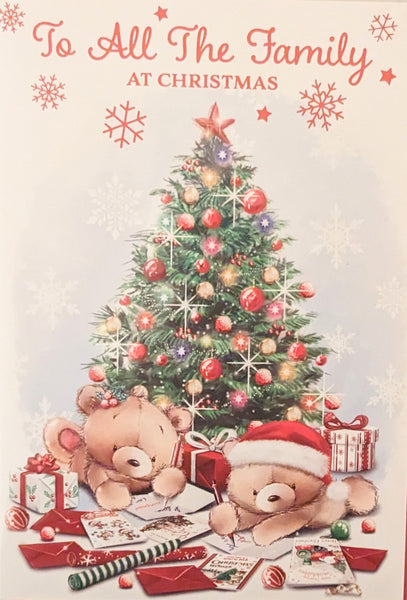 To All The Family Christmas - Cute Bears Writing Cards