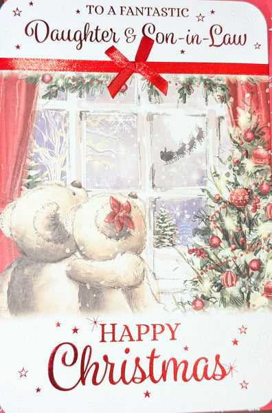 Daughter & Son In Law Christmas - Cute Bears In Window