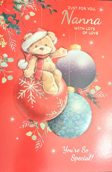 Nanna Christmas - Cute Bear On Baubles