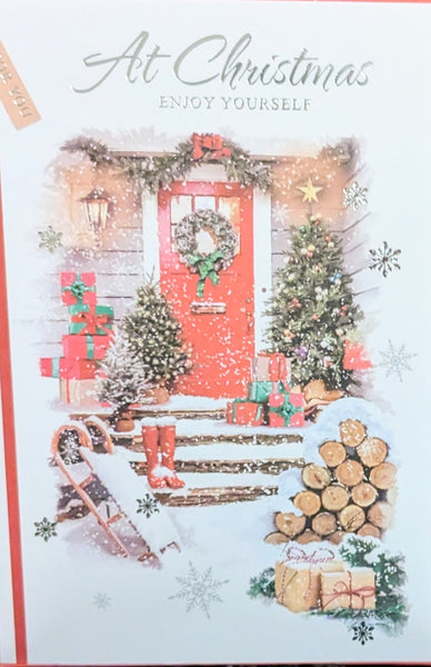 Open Christmas - Red Door & logs