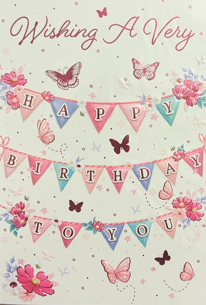 Open Female Birthday - Traditional Pink Bunting