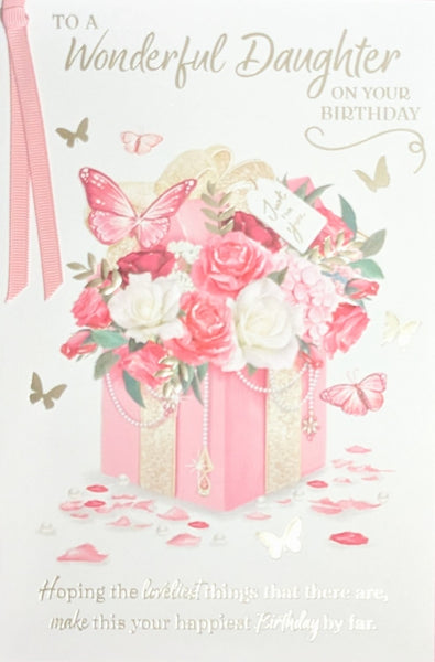 Daughter Birthday - Traditional Pink Box & Flowers