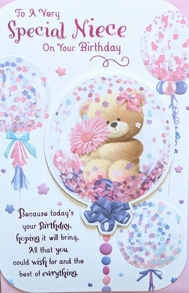 Niece Birthday - Cute Bear In Balloon