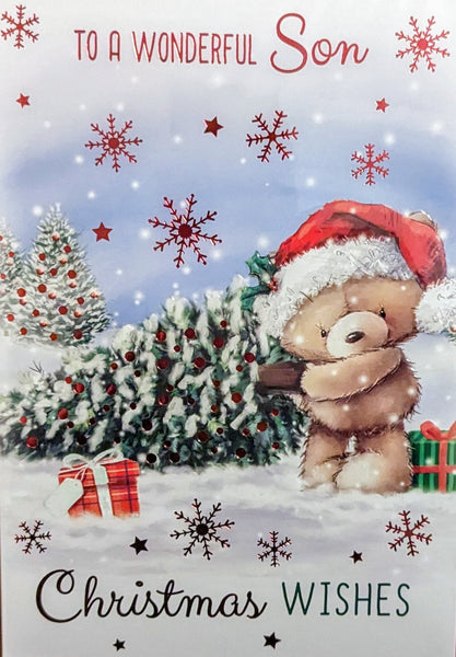 Son Christmas - Cute Bear Pulling Tree