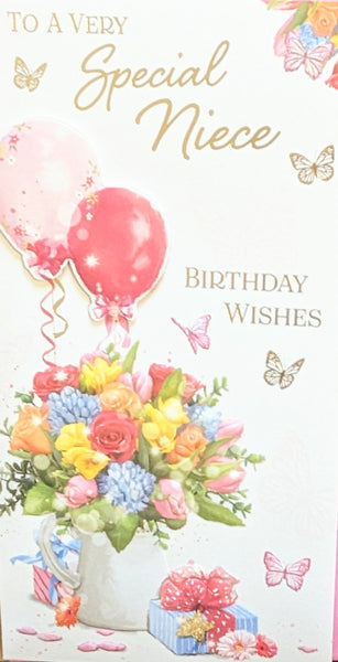 Niece Birthday - Slim Flowers & Balloons