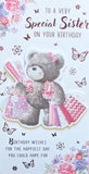 Sister Birthday - Slim Cute Bear With Gifts