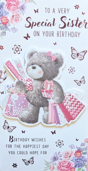 Sister Birthday - Slim Cute Bear With Gifts