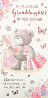 Granddaughter Birthday - Slim Cute Bear With Gifts