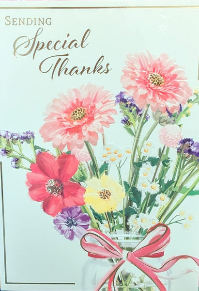 Thank You - Flowers In Glass Vase
