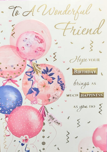 Friend Birthday - Pink & Purple Balloons Wonderful