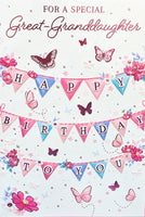Great Granddaughter birthday - Traditional Pink Bunting
