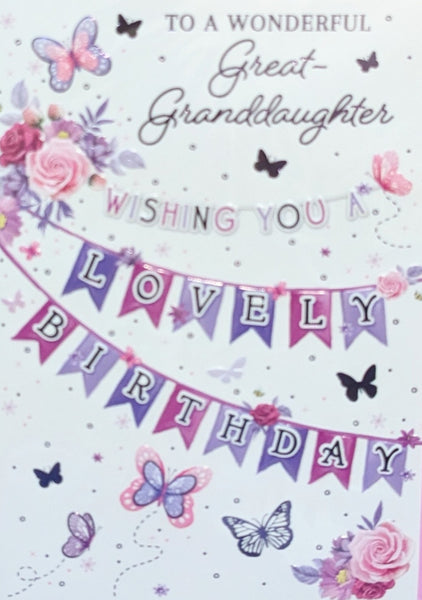 Great Granddaughter Birthday - Traditional Purple Bunting