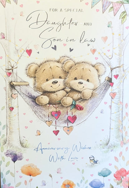 Daughter & Son In Law Anniversary - Cute Bears In Hammock