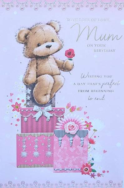 Mum Birthday - Cute Bear On Gift Boxes