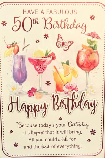 50 Birthday Female - Cocktails Happy