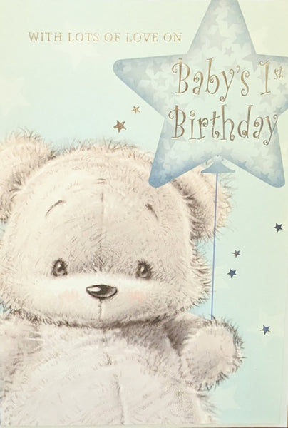 1 Boy Birthday - Cute Teddy & Star