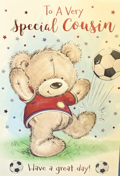 Cousin Birthday - Cute Bear With Football