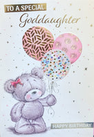 Goddaughter Birthday - Cute Bear With 3 Balloons