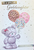 Goddaughter Birthday - Cute Bear With 3 Balloons