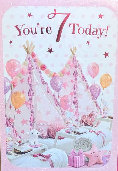 7 Girl Birthday - Pink Teepees