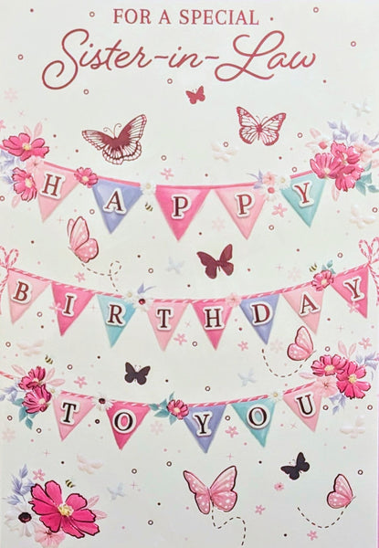 Sister In Law Birthday - Traditional Pink Bunting