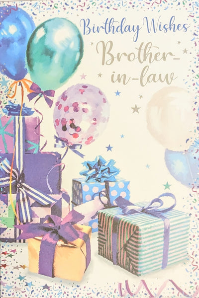 Brother In Law Birthday - Blue Gift Boxes & Balloons