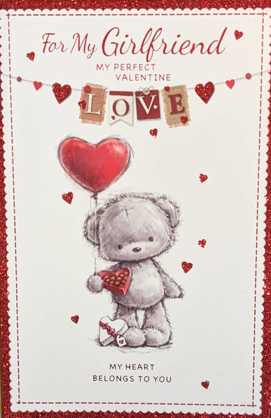 Valentine's Girlfriend - Cute Bear With Heart Balloon