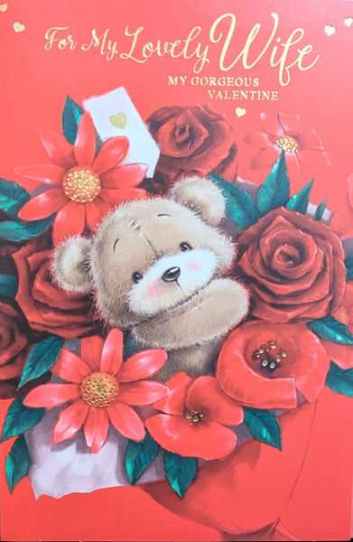 Valentine's Wife - Cute Bear In Flowers