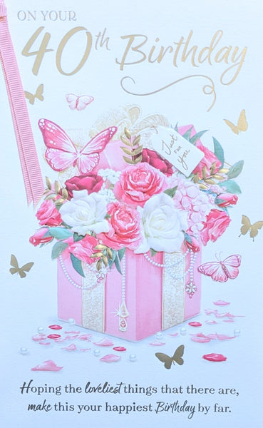 40 Birthday Female - Pink Box & Flowers