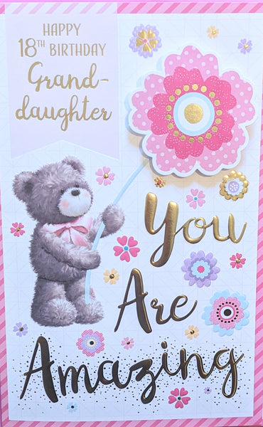 Granddaughter 18 Birthday - Large 8 Page Cute Flower