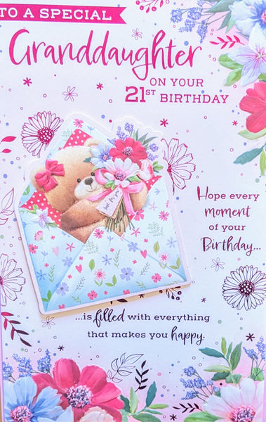 Granddaughter 21 Birthday - Large 8 Page Cute Envelope