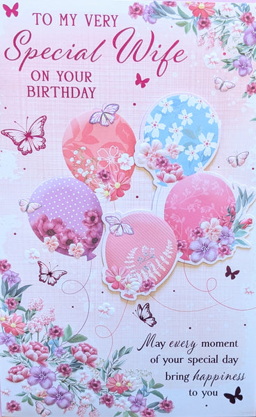 Wife Birthday - Large 8 page Traditional Balloons