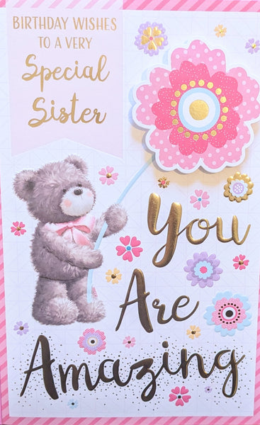 Sister Birthday - Large 8 page Cute Flower