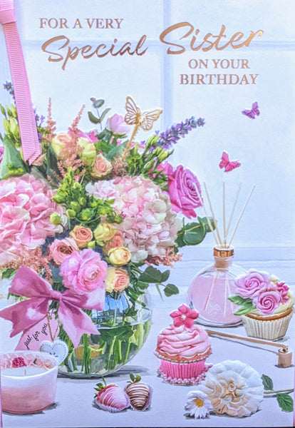 Sister Birthday - Large Flowers & Cupcakes