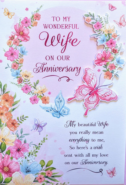 Wife Anniversary - Large Butterflies & Flowers