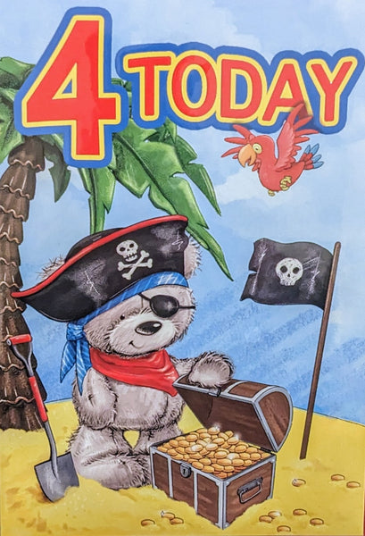 4 Boy Birthday - Cute Pirate With Chest