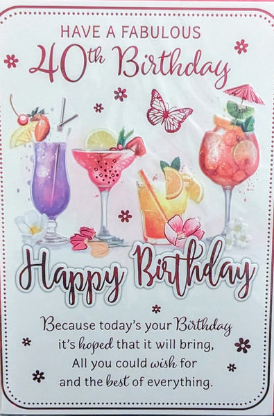 40 Birthday Female - Cocktails Happy