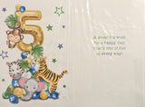 5 Boy Birthday - Gold Balloon & Animals